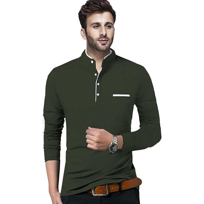 Men's Cotton Blend Full Sleeve Henley T-Shirt